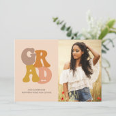 Retro 70s Vibe Foto Graduation Party Kaart (Staand voorkant)