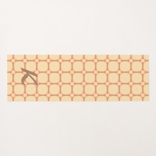 Retro 70s Vibe Grid Cream Pink Mocha Monogram Yogamat (Achterkant (horizontaal))