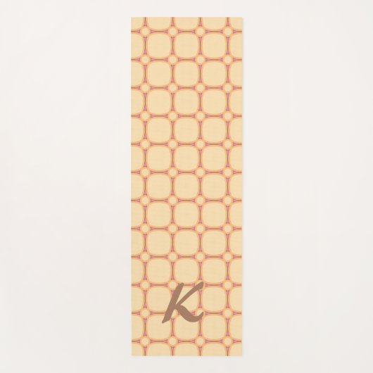 Retro 70s Vibe Grid Cream Pink Mocha Monogram Yogamat (Voorkant)