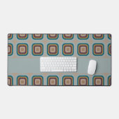 Retro 70s vierkant geometrisch patroon gepersonali bureaumat (Keyboard & Muis)