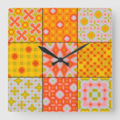 Retro 70's vierkante klok (Voorkant)