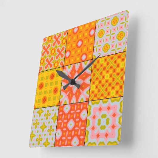 Retro 70's vierkante klok (Hoek)