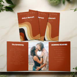 Retro 70s Vintage bruiloft Drieluik Programma