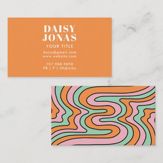 Retro 70's Visitekaartje Abstract (Voorkant / Achterkant)