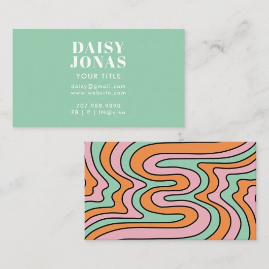 Retro 70's Visitekaartje Abstract (Voorkant / Achterkant)
