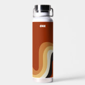 Retro 70s Wavy Burnt Oranje Persoonlijke Hippie Waterfles (Achterkant)