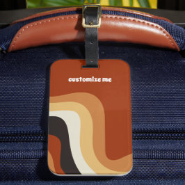 Retro 70s Wavy Oranje Groovy Hippie Personalized Bagagelabel