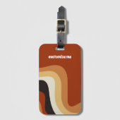 Retro 70s Wavy Oranje Groovy Hippie Personalized Bagagelabel (Voorkant (verticaal))
