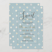 Retro 70's White Daisy Flowers Boho Blue Design Kaart (Voorkant / Achterkant)