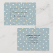 Retro 70's White Daisy Flowers Boho Blue Design Visitekaartje (Voorkant / Achterkant)