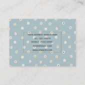Retro 70's White Daisy Flowers Boho Blue Design Visitekaartje (Achterkant)