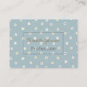 Retro 70's White Daisy Flowers Boho Blue Design Visitekaartje (Voorkant)