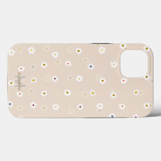 Retro 70's White Daisy Flowers Boho Cream Design Case-Mate iPhone Case (Achterkant (horizontaal))