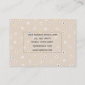 Retro 70's White Daisy Flowers Boho Cream Design Visitekaartje (Achterkant)