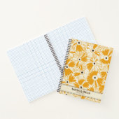 Retro 70s Wildflower & Polka Dot Personalized Gold Notitieboek (Binnen)