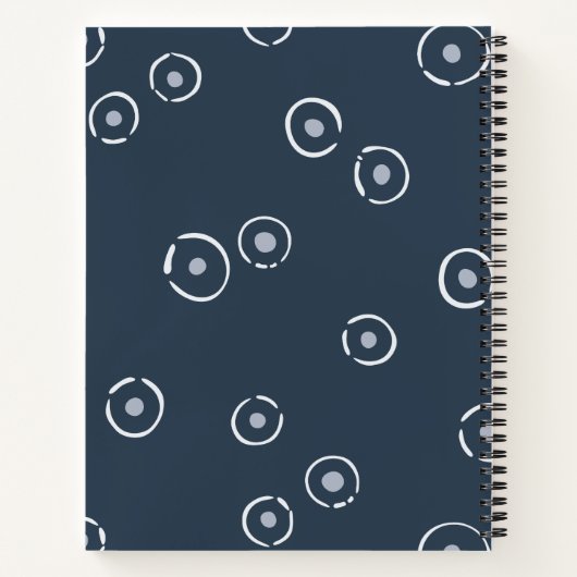 Retro 70s Wildflower & Polka Dot Personalized Navy Notitieboek (Achterkant)
