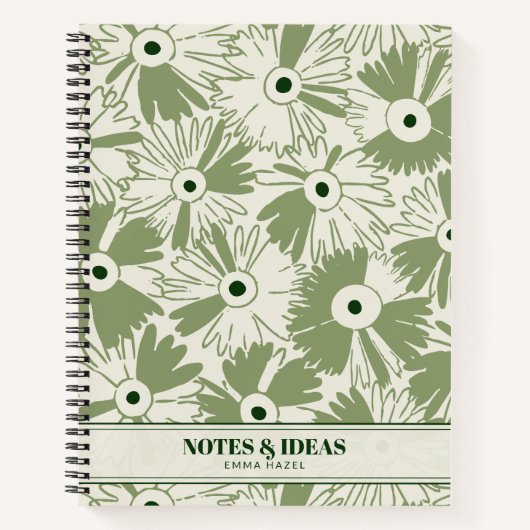 Retro 70s Wildflower & Polka Dot Personalized Notitieboek (Voorkant)