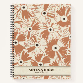 Retro 70s Wildflower & Polka Dot Personalized Notitieboek