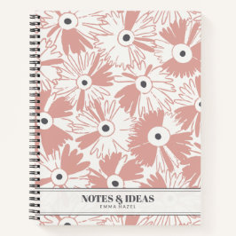 Retro 70s Wildflower & Polka Dot Personalized Rose Notitieboek