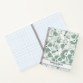 Retro 70s Wildflower & Polka Dot Personalized Sage Notitieboek (Binnen)