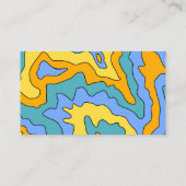 Retro 70s Yellow Blue Colorful Abstract Trendy Visitekaartje (Achterkant)