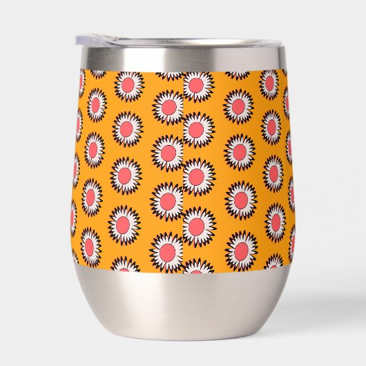 Retro 70s Yellow Pink Daisy Floral Pattern (Rechts)