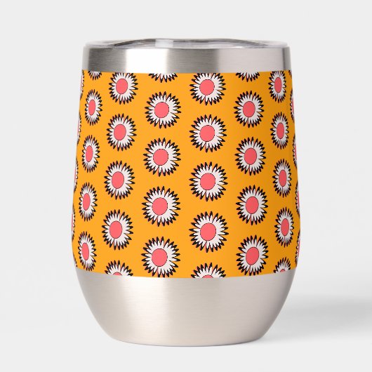 Retro 70s Yellow Pink Daisy Floral Pattern (Achterkant)