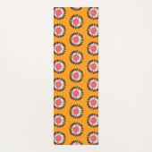 Retro 70s Yellow Pink Daisy Floral Pattern Yogamat (Voorkant)
