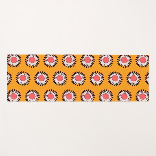 Retro 70s Yellow Pink Daisy Floral Pattern Yogamat (Voorkant (horizontaal))
