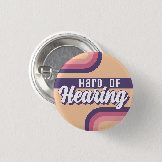 Retro 70s Yellow Purple Script Hard of Hearing Ronde Button 3,2 Cm (Voorkant /achterkant)