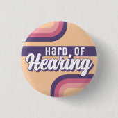 Retro 70s Yellow Purple Script Hard of Hearing Ronde Button 3,2 Cm (Voorkant)