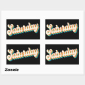 Retro 70s Zaterdag Weekend Disco Party Logo Rechthoekige Sticker (Vel)