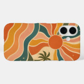 Retro 70s Zonsondergang Golven & Palmboom Esthetie Case-Mate iPhone Case (Achterkant (horizontaal))