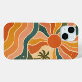 Retro 70s Zonsondergang Golven & Palmboom Esthetie Case-Mate iPhone Case (Achterkant (horizontaal))