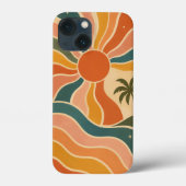 Retro 70s Zonsondergang Golven & Palmboom Esthetie Case-Mate iPhone Case (Achterkant)