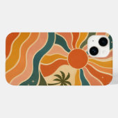 Retro 70s Zonsondergang Golven & Palmboom Esthetie Case-Mate iPhone Case (Achterkant (horizontaal))