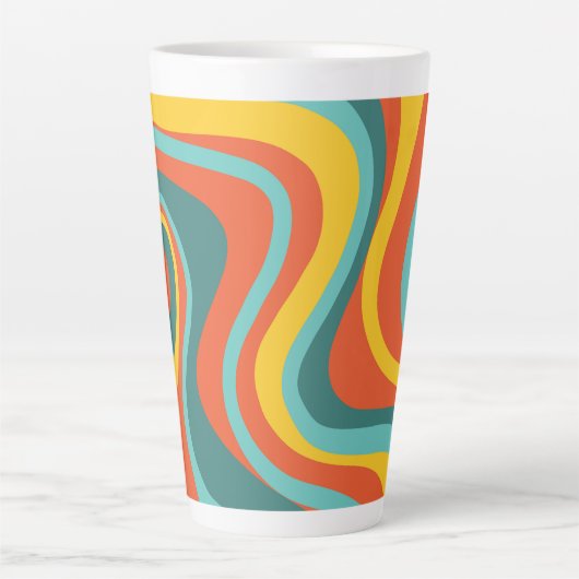 Retro 70s zwemt achtergrond latte mok (Voorkant)