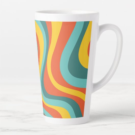 Retro 70s zwemt achtergrond latte mok (Rechts)