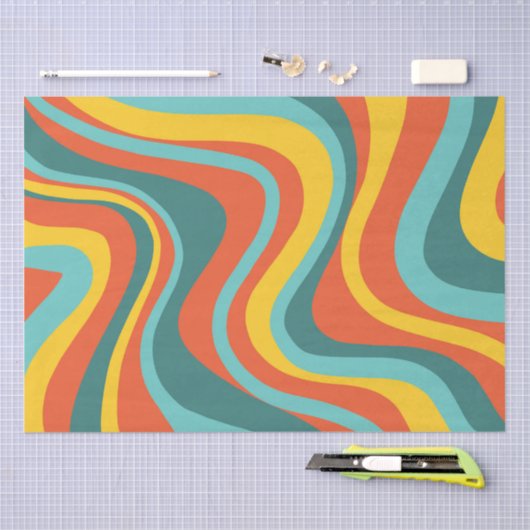 Retro 70s zwemt achtergrond tissuepapier (Craft)