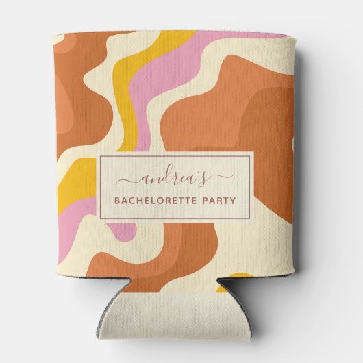 Retro 70s zwemt Geometrische Bachelorette Party Fu Blikjeskoeler (Achterkant)