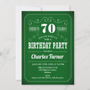 Retro 70th Birthday Party - Green White Kaart