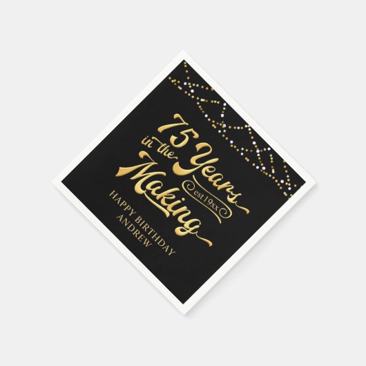 Retro 75e verjaardag 75 jaar in de schijnwerpers servet (Hoek)