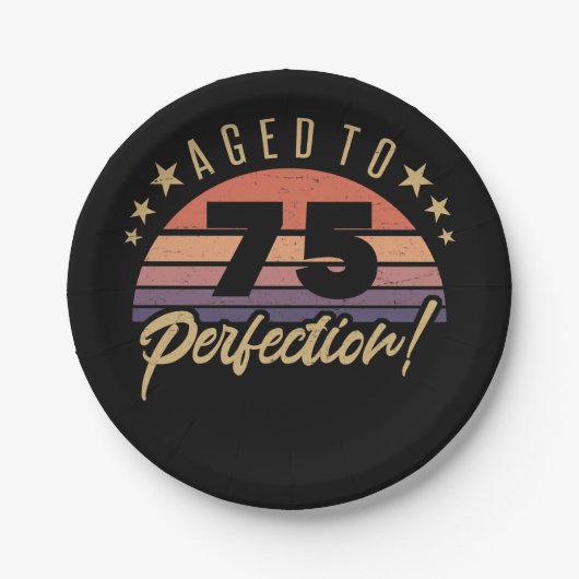 Retro 75th Birthday Humor Papieren Bordje (Voorkant)