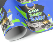Retro 80/90's Hip Hop Baby shower  Cadeaupapier (Rol Hoek)