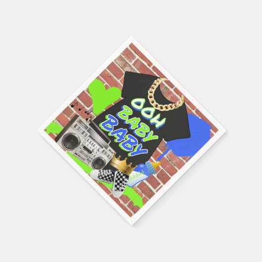 Retro 80/90's Hip Hop Baby shower Napkins Servet (Hoek)
