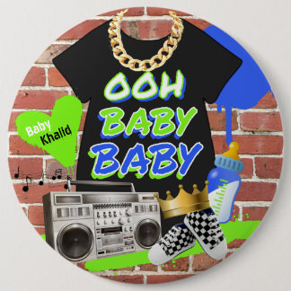 Retro 80/90's Hip Hop Baby shower Ronde Button 6,0 Cm
