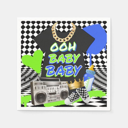 Retro 80/90's Hip Hop Baby shower Servet (Voorkant)