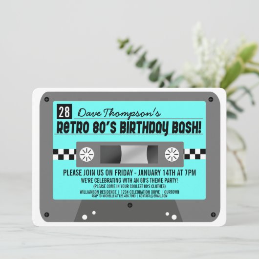 Retro 80-Cassettebandje Kaart (Staand voorkant)