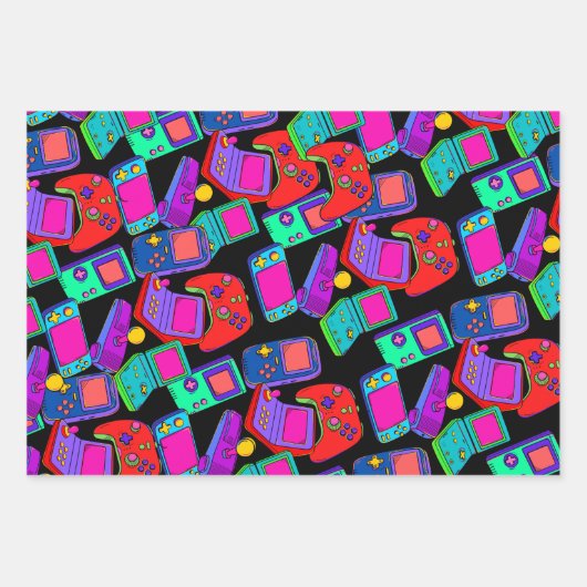 Retro  80-gamerontwerp inpakpapier vel (Voorkant 2)