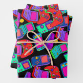 Retro  80-gamerontwerp inpakpapier vel (In situ)